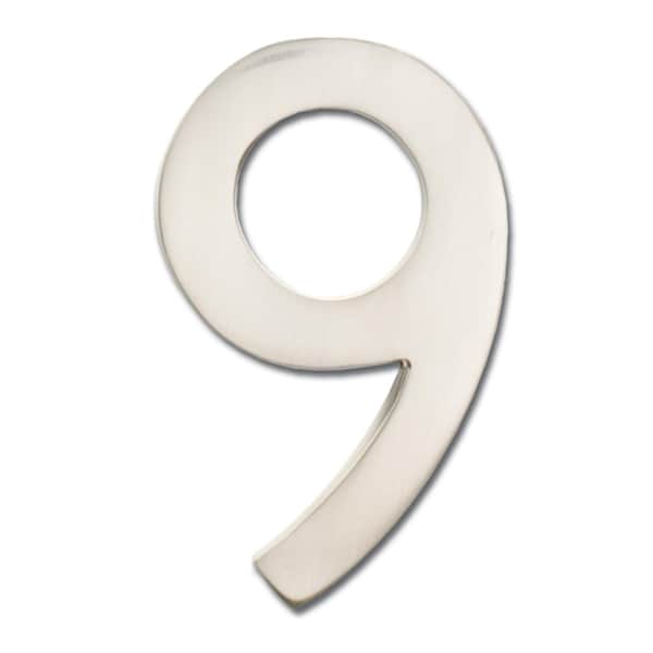 Architectural Mailboxes Brass 5 inch Floating House Number Satin Nickel 9 3585SN-9 - main